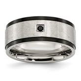 Sophia Jewelers Stainless Steel Black IP-Plated CZ Wedding Band with Polished Finish